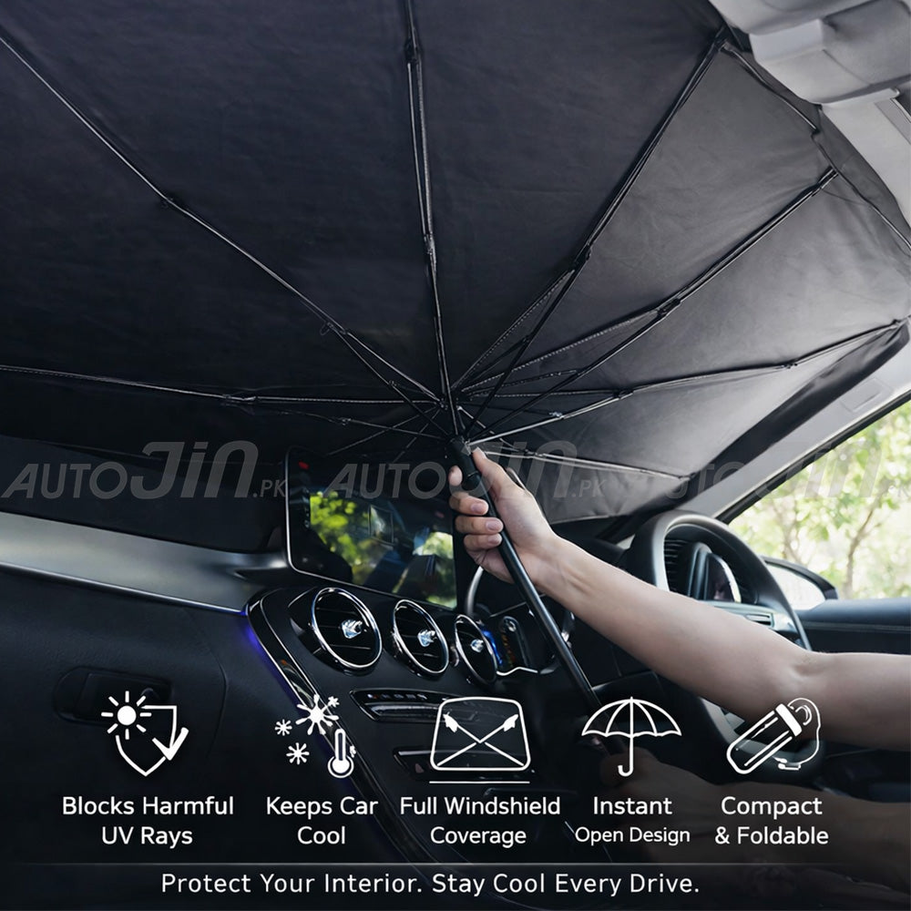 Foldable Car Sun Shade Umbrella for Windshield – UV and Heat Protection