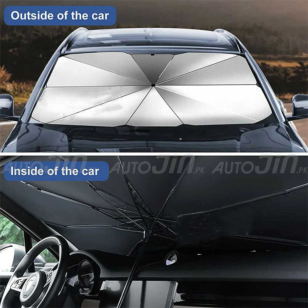 Foldable Car Sun Shade Umbrella for Windshield – UV and Heat Protection