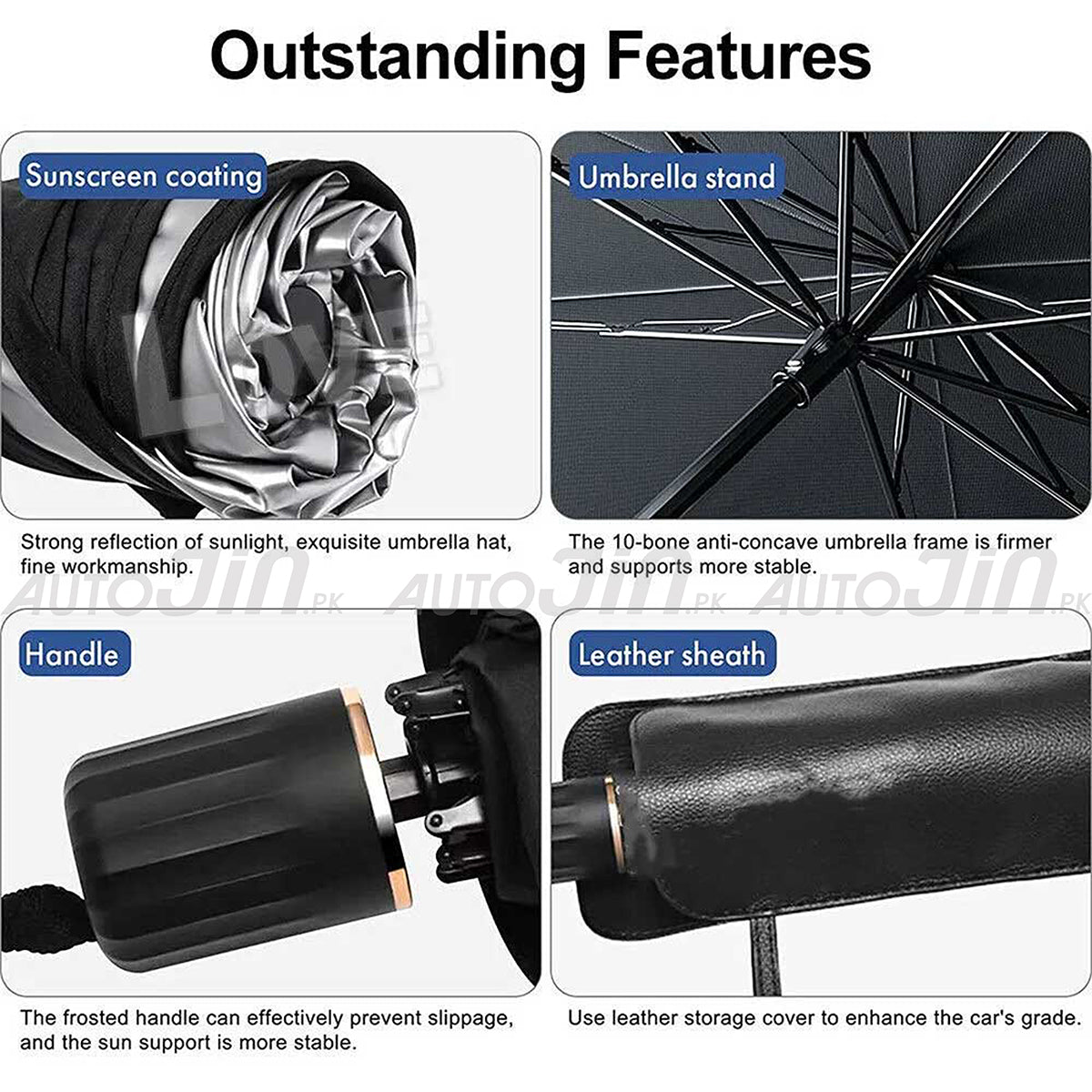 Foldable Car Sun Shade Umbrella for Windshield – UV and Heat Protection